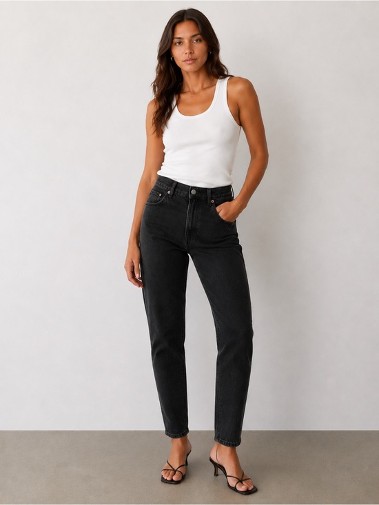 Zara Denim - ZARA TRF Mom Fit Comfort Jeans Washed Black US 6
